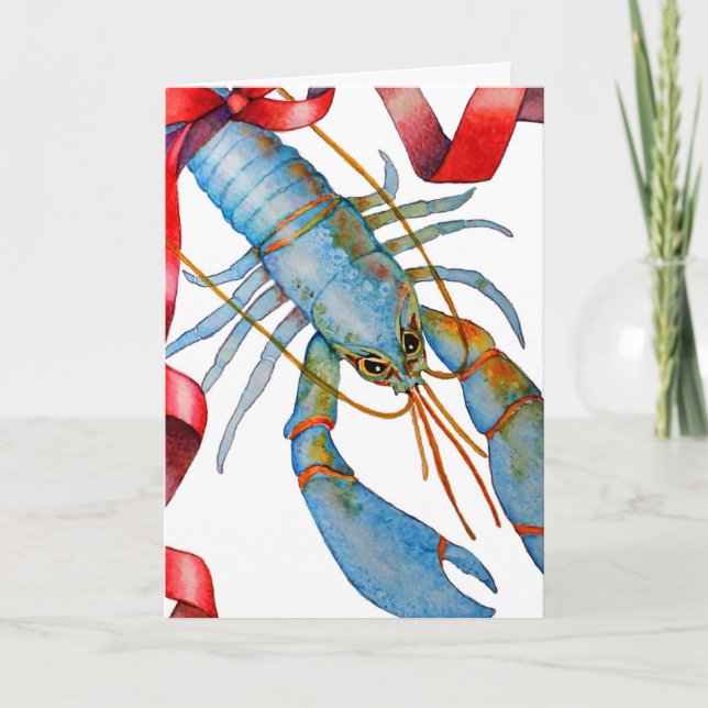 Blue Lobster Holiday Card Feiertagskarte (Vorderseite)
