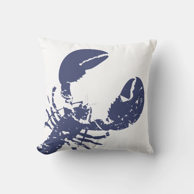 Blue Lobster Nautical Themed Graphic Print Kissen (Vorderseite)