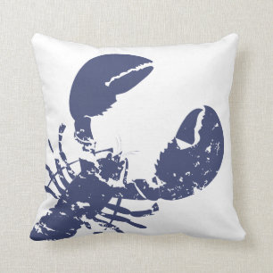 Blue Lobster Nautical Themed Graphic Print Kissen