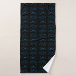Blue Lobster Sea Animal Simple Kontur Zeichn Art Badehandtuch