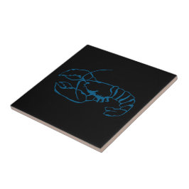 Blue Lobster Sea Animal Simple Kontur Zeichn Art Fliese