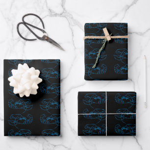 Blue Lobster Sea Animal Simple Kontur Zeichn Art Geschenkpapier Set