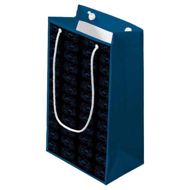 Blue Lobster Sea Animal Simple Kontur Zeichn Art Kleine Geschenktüte (Vorderseite Schrägansicht)