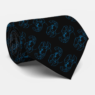 Blue Lobster Sea Animal Simple Kontur Zeichn Art Krawatte