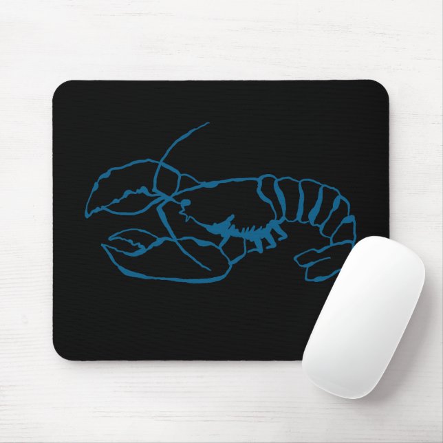 Blue Lobster Sea Animal Simple Kontur Zeichn Art Mousepad (Mit Mouse)