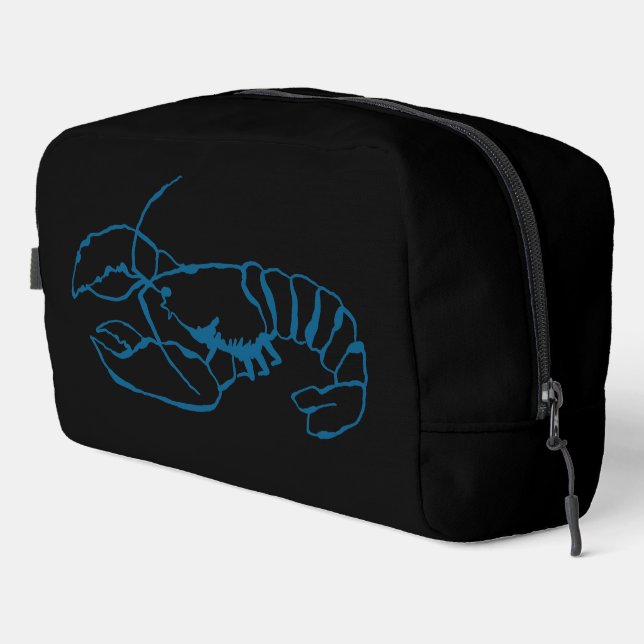 Blue Lobster Sea Animal Simple Kontur Zeichn Art Waschbeutel (Rechte Ecke)