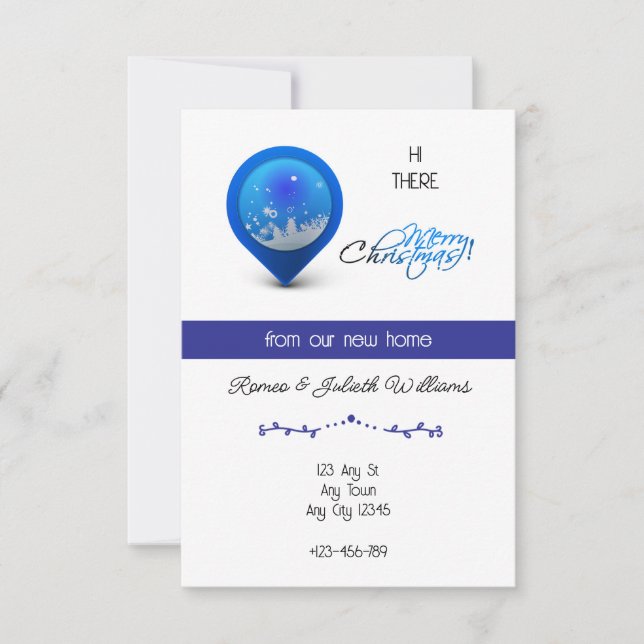 Blue Location New Home Announcement Ankündigung (Vorderseite)