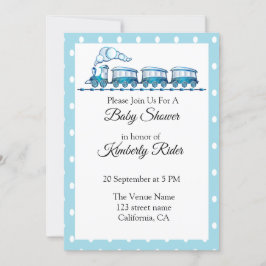 Blue Locomotive Baby Shower Einladungen