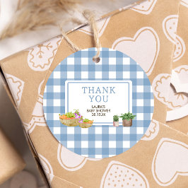 Blue Locwn Grown Bauer Market Baby Shower Round Geschenkanhänger