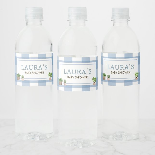 Blue Locwn Grown Bauern Market Baby Shower Wasserflaschenetikett (Flaschen)