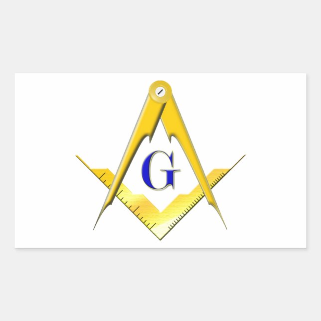 Blue Lodge Square & Compasses Rechteckiger Aufkleber (Vorderseite)