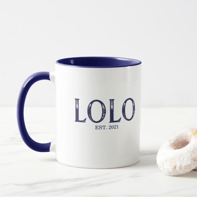 Blue Lolo Jahr etabliert Tasse (Mit Donut)