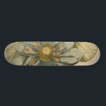 Blue Lotus Blume auf Tan Hintergrund mit Schreiben Skateboard<br><div class="desc">Im Mittelpunkt dieses Stückes steht eine wunderschöne blaue Lotus-Blume in voller Blüte. Die gelbe Mitte ist fast hypnotisierend in ihrer Pracht. Fügen Sie Ihrem Zuhause ein wenig Eleganz mit diesem Druck hinzu!</div>