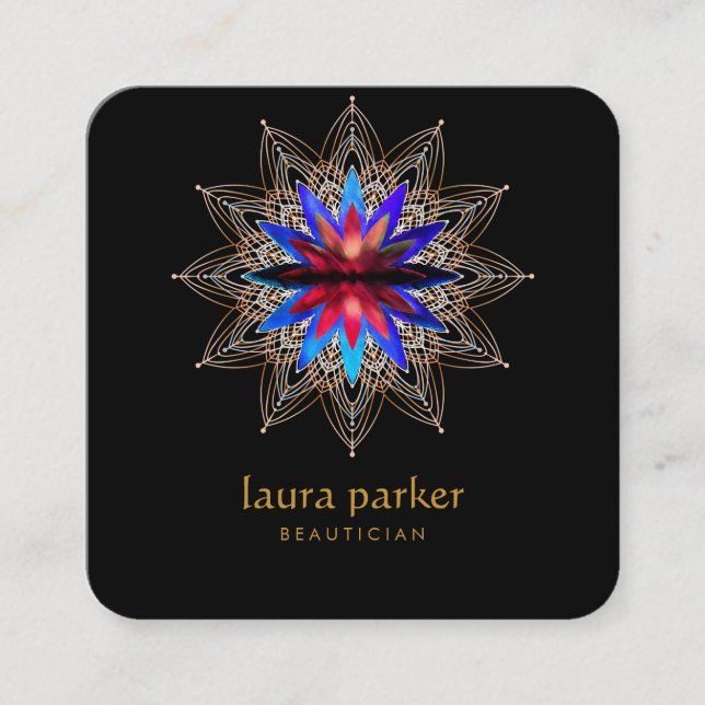 Blue Lotus Blume Heiltherapie Yoga Holistisch Quadratische Visitenkarte (Vorderseite)