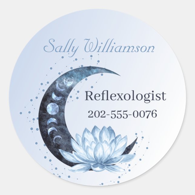 Blue Lotus Blume Moon Business Werbeaktion Runder Aufkleber (Vorderseite)