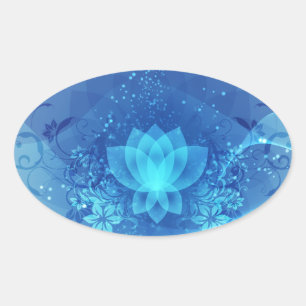 Blue Lotus Blume Ovaler Aufkleber