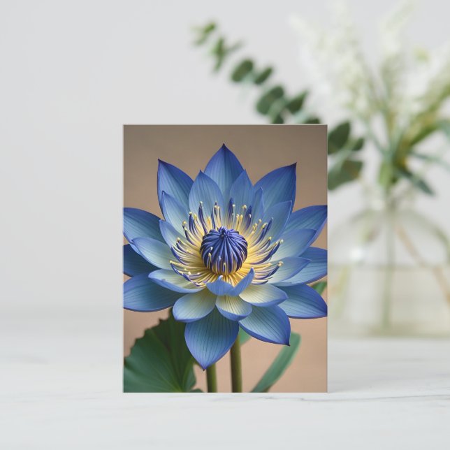 Blue Lotus Blume Spirituelle Zen Art Postkarte (Stehend Vorderseite)