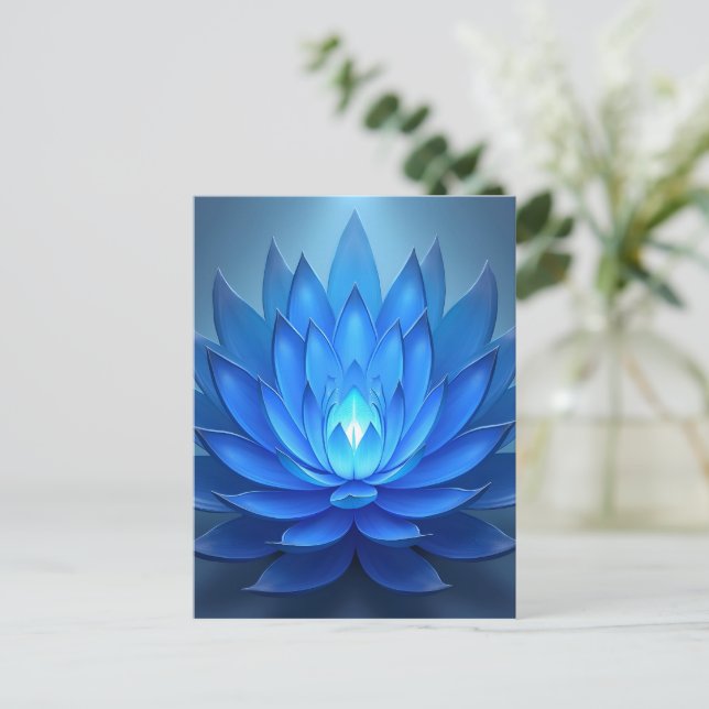 Blue Lotus Blume Spirituelle Zen Art Postkarte (Stehend Vorderseite)