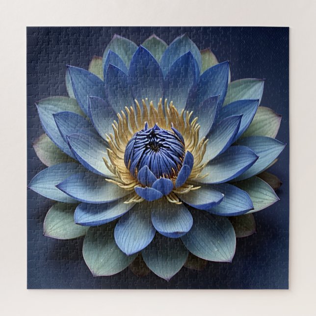Blue Lotus Blume Spirituelle Zen Art Puzzle (Vertikal)