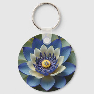 Blue Lotus Blume Spirituelle Zen Art Schlüsselanhänger