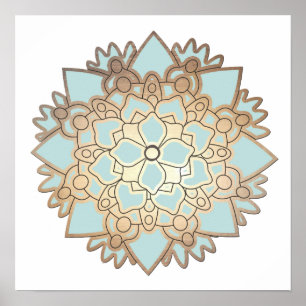 Blue Lotus Blumen Mandala Poster