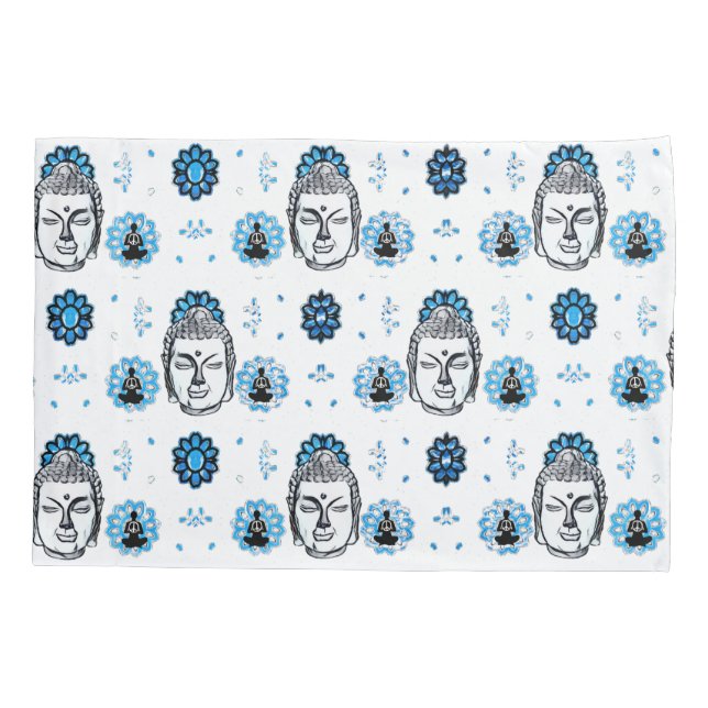 Blue Lotus Buddha Pillowcases, Standard Size Pillo Kissenbezug (Rückseite-Links)