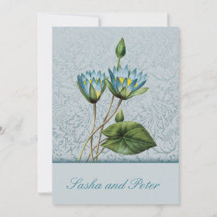 Blue Lotus Floral Wedding Einladung