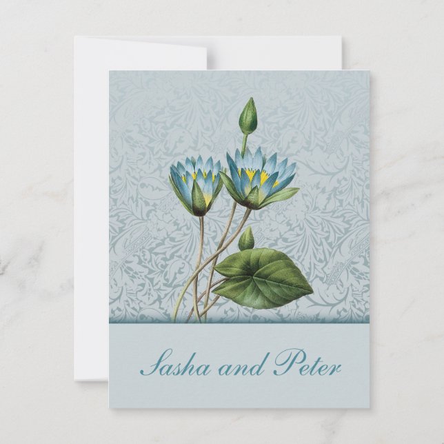 Blue Lotus Floral Wedding UAWG RSVP Karte (Rückseite)