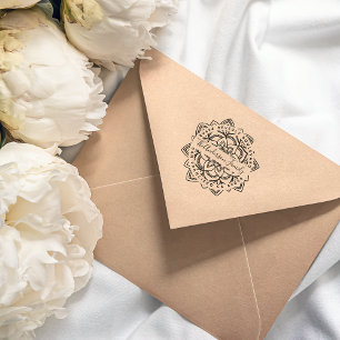 Blue Lotus Mandala Familienname Rücksendeadresse Permastempel