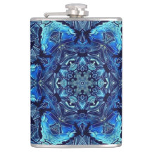 Blue Lotus Mirror Mandala Art - Flasche