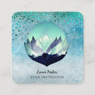 Blue Lotus Moon Meditation Yoga Holistisches Meer Quadratische Visitenkarte