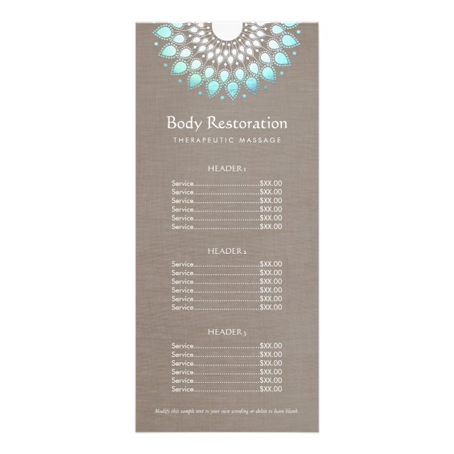 Blue Lotus Natural Health and Wellness Price List Werbekarte (Vorne)