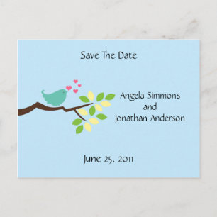 Blue Love Bird Save the Date Ankündigungspostkarte