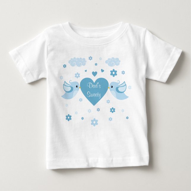 Blue Love Birds Heart Baby T-shirt (Vorderseite)