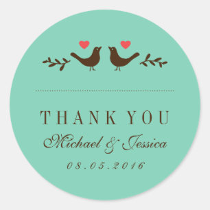 Blue Love Birds Rustic Wedding Danke Sticker