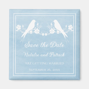 Blue Lovebird Floral Save the Date Magnet