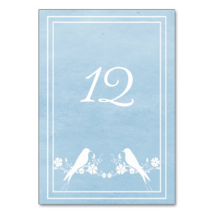 Blue Lovebird Tischnummer Card