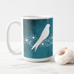 Blue Lovebirds Blumenstraube Personalisierte Kaffe Kaffeetasse