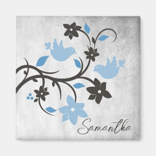 Blue Lovebirds Personalisiert Magnet