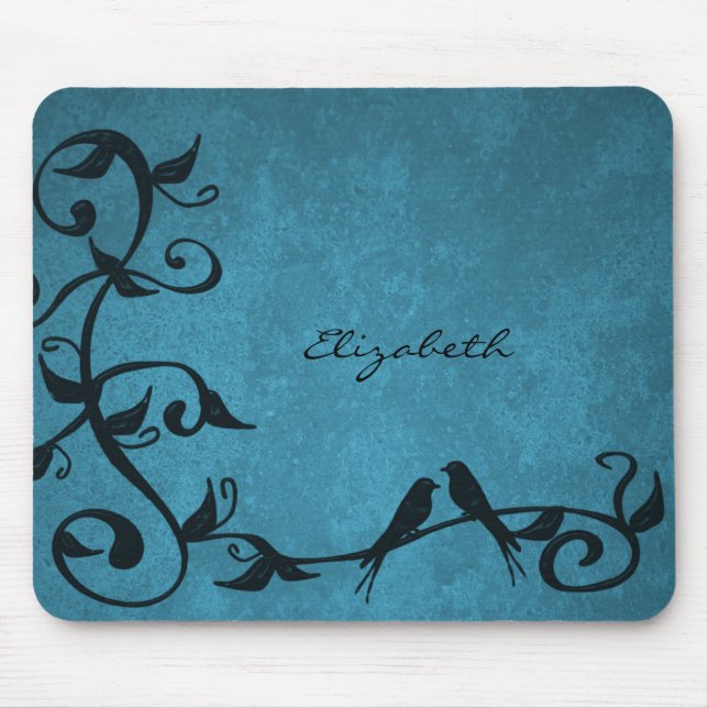 Blue Lovebirds Personalisiert Mouse Pad Mousepad (Vorne)