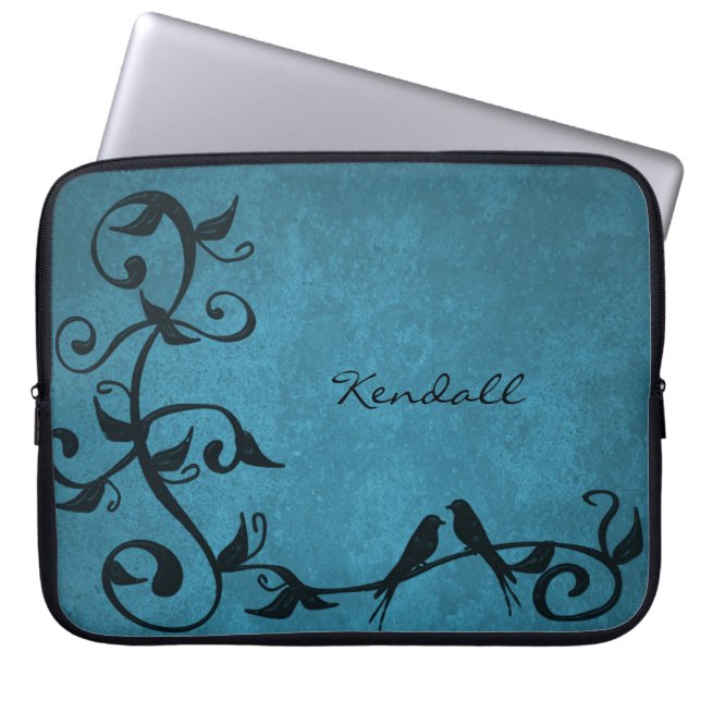 Blue Lovebirds Personalisierter Laptop-Sieb Laptopschutzhülle (Vorderseite)