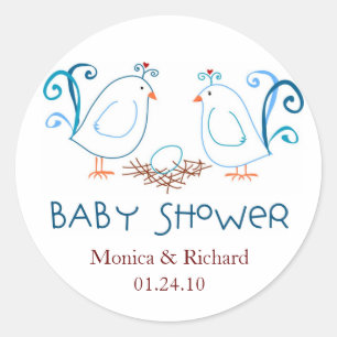Blue Lovebirds und Nest Baby Duwer Fevor Tags Runder Aufkleber