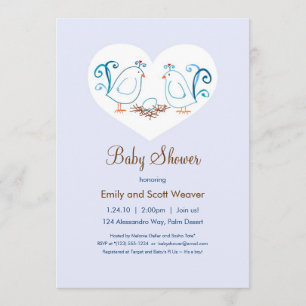 Blue Lovebirds und Nest Baby Shower Einladungen