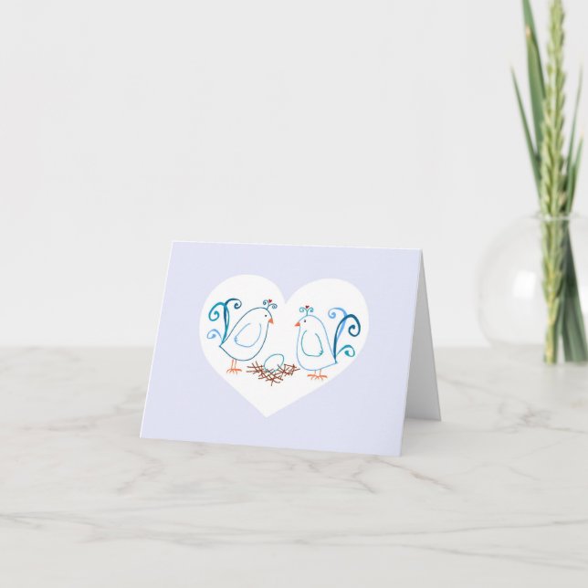 Blue Lovebirts und Nest Note Card Karte (Vorderseite)