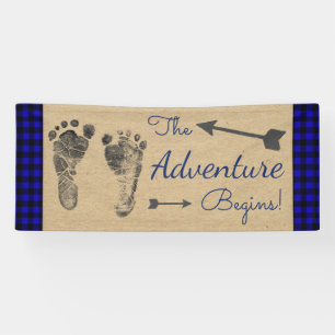 Blue Lumberjack Buffalo Kariert Baby Dusche Banner