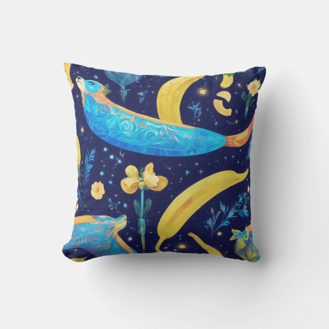 "Blue Lunar Monkey and Candy Banana"? Kissen (Vorderseite)