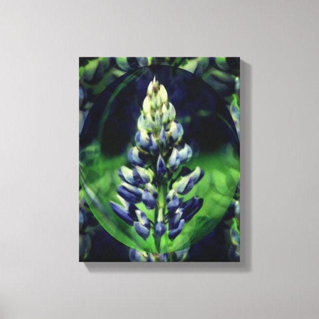 Blue Lupine Abstrakte Blume Art Leinwanddruck (Vorderseite)