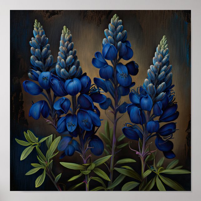Blue Lupine Blume Art Print Poster (Vorne)