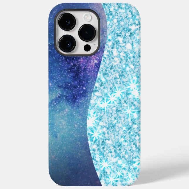 Blue Luxury Moderne Gradientengalaxie Glitzer Star Case-Mate iPhone Hülle (Rückseite)