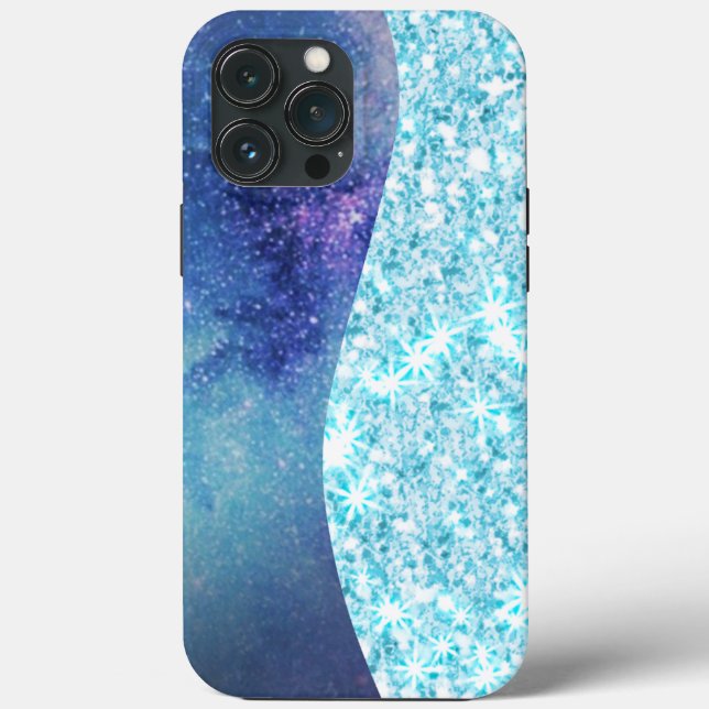 Blue Luxury Moderne Gradientengalaxie Glitzer Star Case-Mate iPhone Hülle (Rückseite)